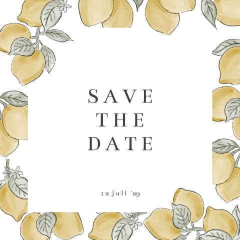 Save the date kaart met citroenen italiaanse zomerse stijl