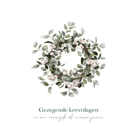 Christelijke kerstkaart met voordeur kerstkrans besjes