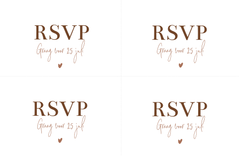 RSVP kaartje gasten voor bruiloft passend bij trouwkaart DIY