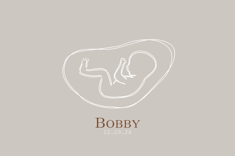 Geboortekaartje jongen meisje echo lijntekening beige en wit