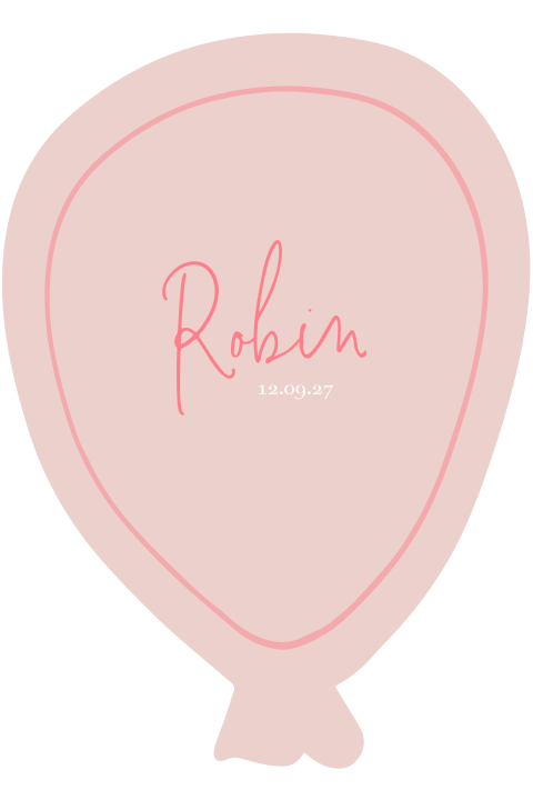 geboortekaartje meisje vorm van een ballon knal en licht roze