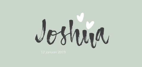 Stoer geboortekaartje voor een jongen met brushletters