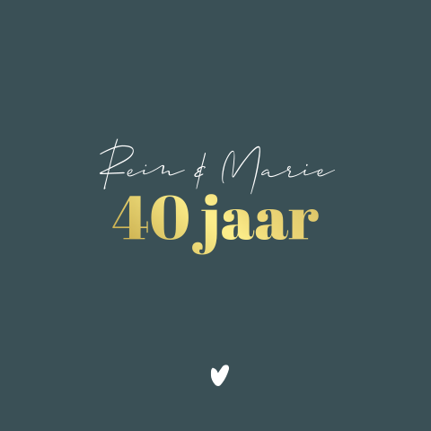 40 jarig jubileum kaart blauw met goudfolie