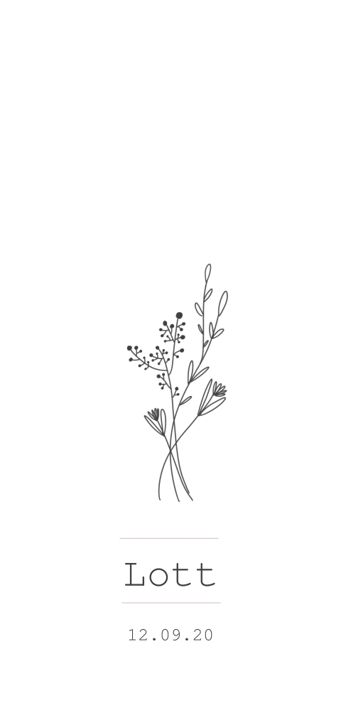 Mooi minimalistisch geboortekaartje met boeket voor een meisje