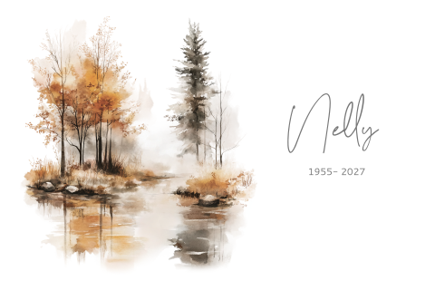 Herfst rouwkaart met watercolor tekening herfst landschap