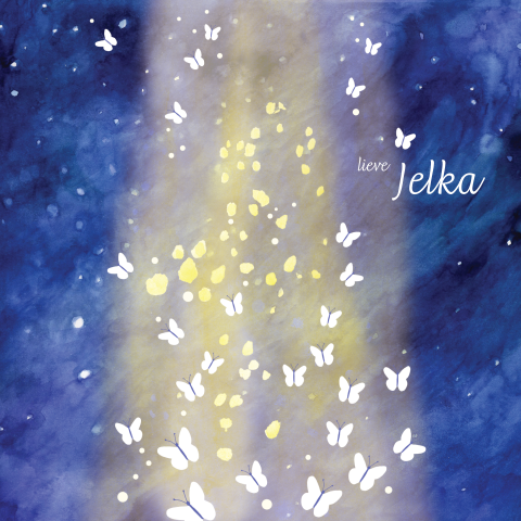 Bedankkaart voor een baby of kind hemel licht en illustratie vlinders