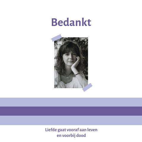 Bedankkaart paars en lila en eigen foto