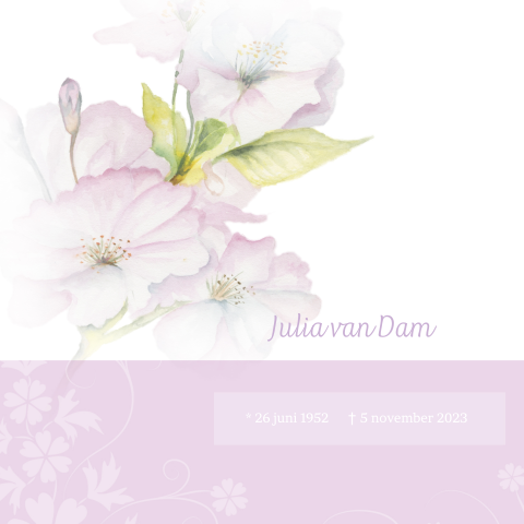 Rouwkaart met bloesem