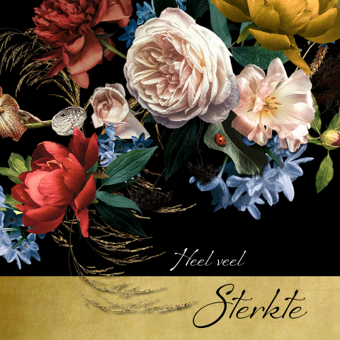 Condoleancekaart met klassiek bloem boeket en gouden rand