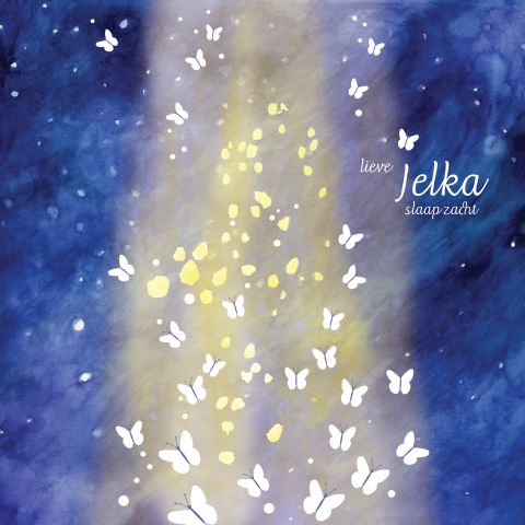 Rouwkaart voor een baby of kind hemel licht en illustratie vlinders