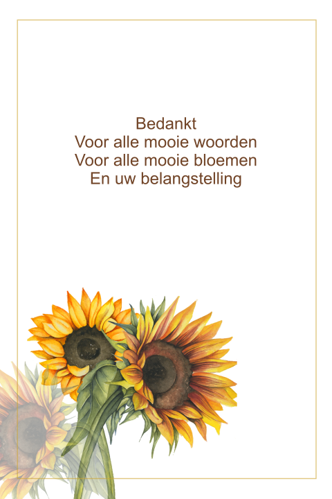 Bedankkaart met zonnebloemen