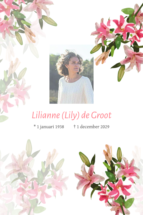 Rouwkaart met lelie lelies foto bloemen