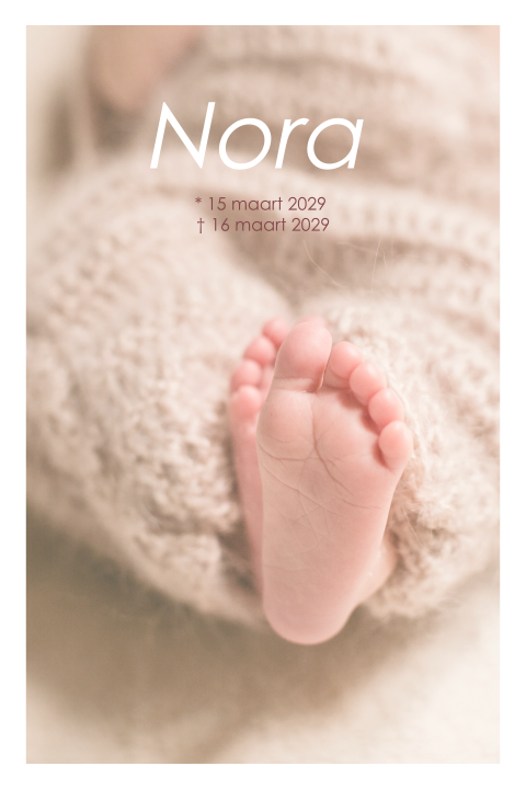 Rouwkaart voor een baby met ruimte voor een eigen foto