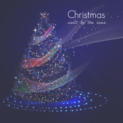 Kerstwens dierbare in rouw blauw kerstboom