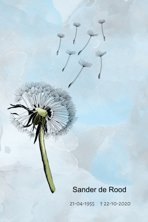 Bidprent met paardenbloem waterverf
