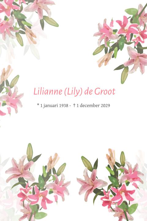 Rouwkaart aquarel lelie lelies bloemen rouw