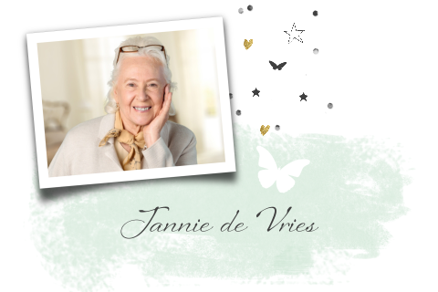 Unieke foto rouwkaart met verf kwast streep groen