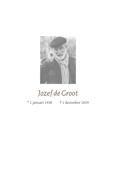 Eenvoudige rouwkaart met ruimte voor een eigen foto