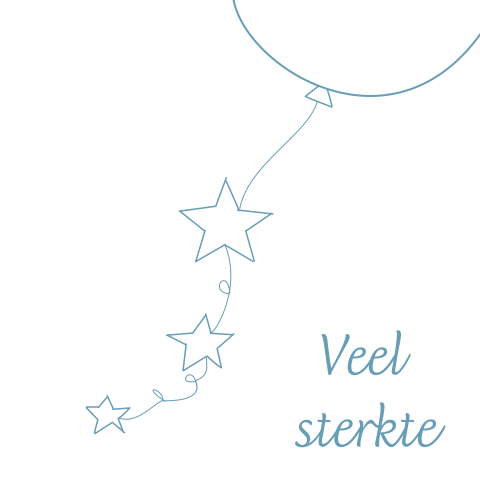 Kaart sterkte na overlijden voor een overleden kindje met een ballon