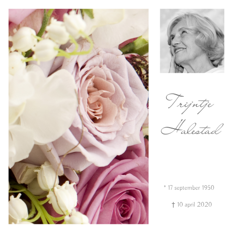 Chique stijlvolle bloemen herinneringskaart roze wit met kader