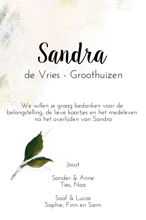 Bedankkaart olieverf en blad