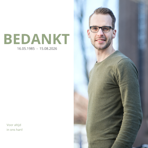 Bedankkaart man modern vierkant met foto groen