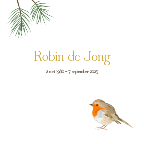 Rouwkaart met roodborstje en takje