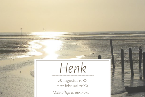 Rouwkaart strand ondergaande zon