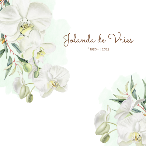 Mooie rouwkaart witte orchidee