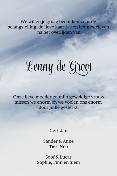 Bedankkaart blauwe lucht