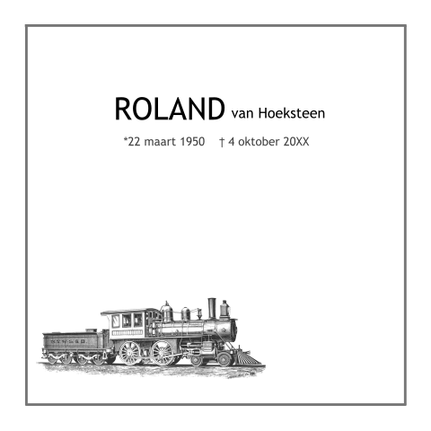 Traditionele rouwkaart met een locomotief