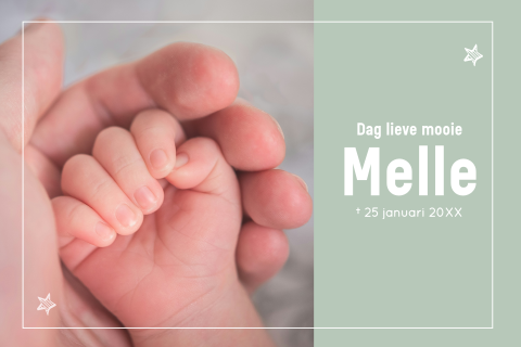 Rouwkaart baby jongetje mint groen met foto