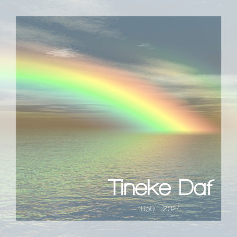 Moderne rouwkaart met regenboog