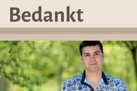 Trendy dankbetuiging met foto in aarde tinten