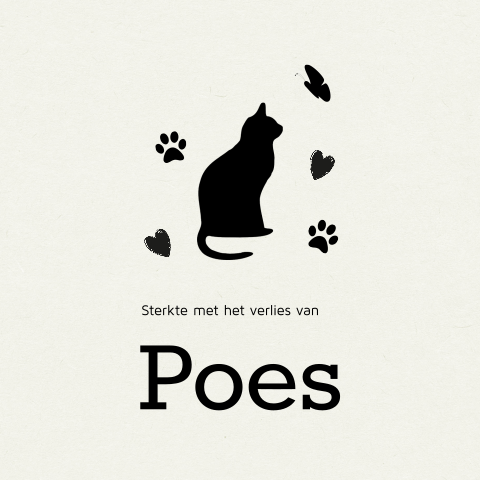 Condoleance kaart kat met silhouet