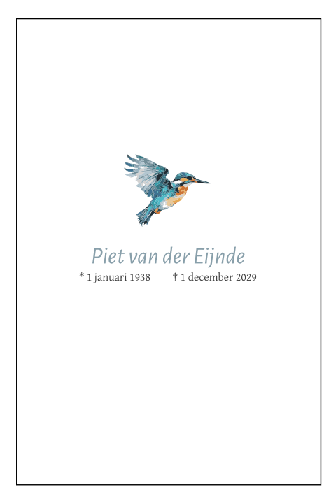Rouwkaart met getekende ijsvogel