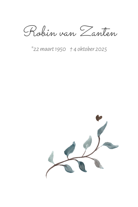 Rouwkaart met eucalyptus takje