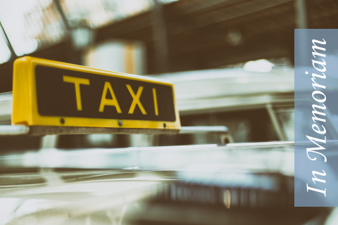Rouwkaart met foto taxi bord