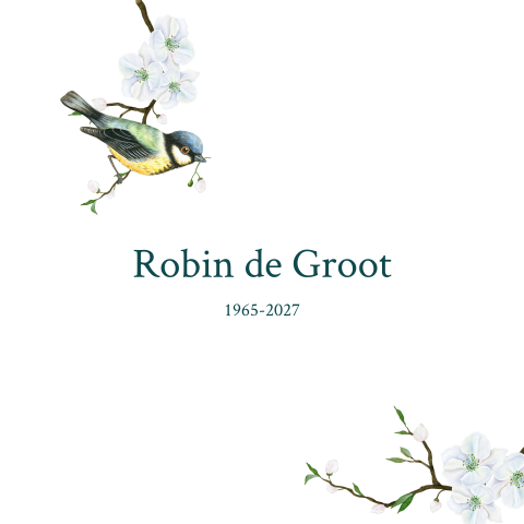 Rouwkaart koolmees met witte bloesem