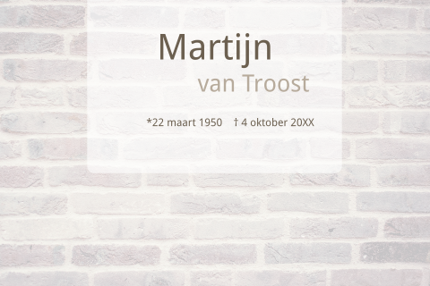 Moderne herinneringskaart voor man met bakstenen en wit label met naam