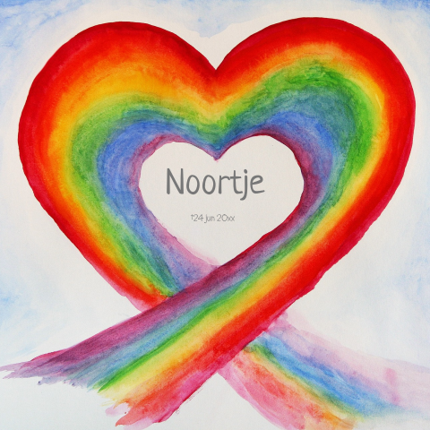 Rouwkaart voor een overleden kindje met regenboog