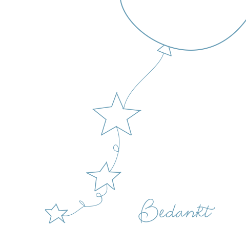 Bedankkaart voor een overleden kindje met een ballon en sterren