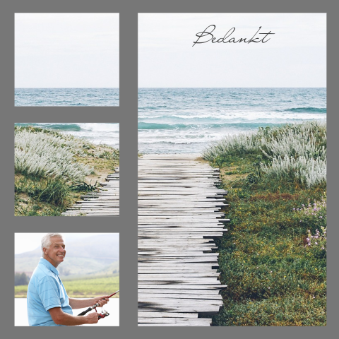 Mooie stijlvolle zee kust bedankkaart met groene duinen