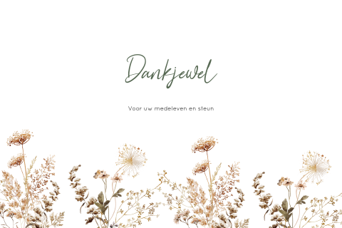 Bedankkaart voor een vrouw met bruine droog bloemen