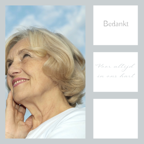 Fotokaart dankbetuiging met eigen foto met zandkleur kader