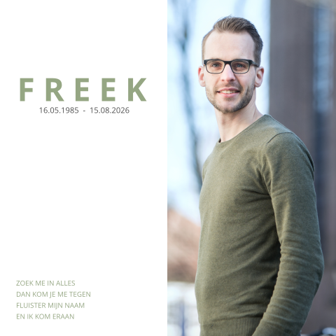 Moderne rouwkaart vierkant met foto's voor een man