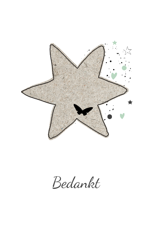 Unieke dankkaart kind of baby met speelse karton ster