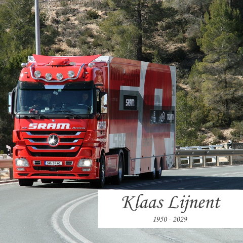 Rouwkaart met foto vrachtwagen