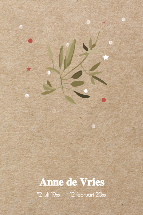 Moderne kraft rouwkaart met vallend blad