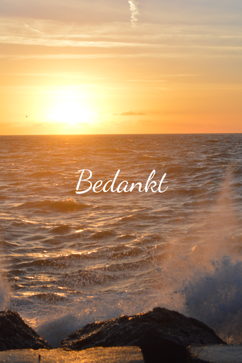 Mooie dankbetuiging met foto van zonsondergang op zee bij IJmuiden